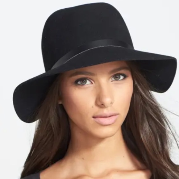 RAG AND BONE Floppy Brim Felted Wool Fedora, BLACK NEW MEDIUM
